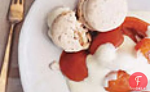 Albaricoques escalfados con Vainilla y Zabaglione