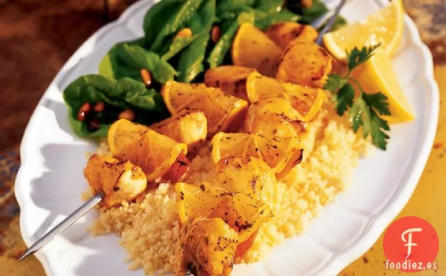 Brochetas Agridulces de Pollo y Albaricoque