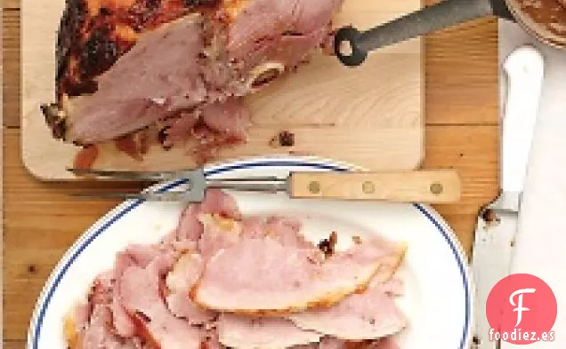 Jamón Glaseado Con Salsa De Albaricoque y mostaza
