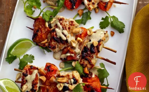 Brochetas de pollo y albaricoque