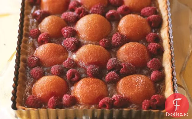 Tarta de albaricoque y frambuesa