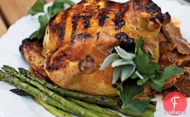 Gallinas de Caza de Cornualles a la Parrilla con Glaseado de Albaricoque y Chipotle