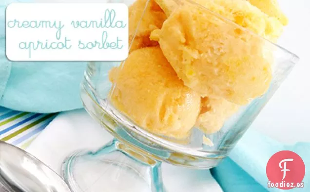 Sorbete Cremoso De Vainilla Y Albaricoque Con Corteza De Almendra De Chocolate Blanco