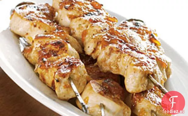 Brochetas De Pollo Con Glaseado De Albaricoque