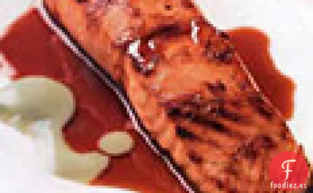 Salmón con Salsas de Miel de Soja y Wasabi
