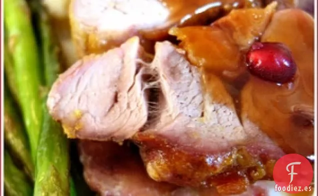 Filete De Cerdo Glaseado Con Mostaza Relleno De Albaricoques