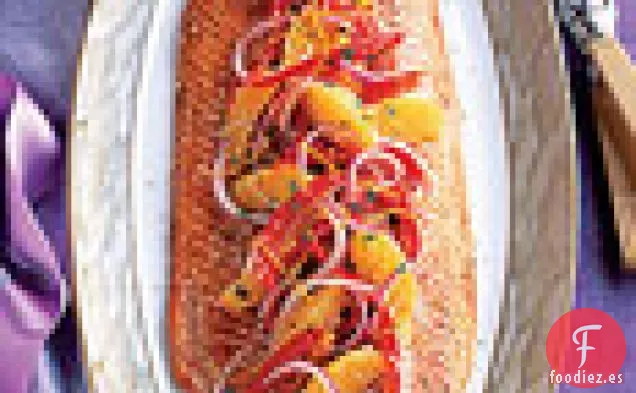 Salmón con Sésamo y Salsa de Naranja y Jengibre