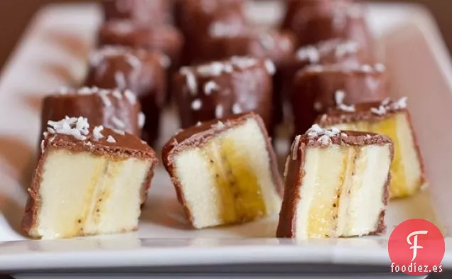 Bocados de Plátano con Mantequilla de Coco y Chocolate
