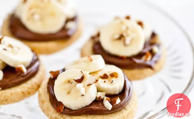 Galletas De Mantequilla Con Nutella, Plátanos Y Almendras