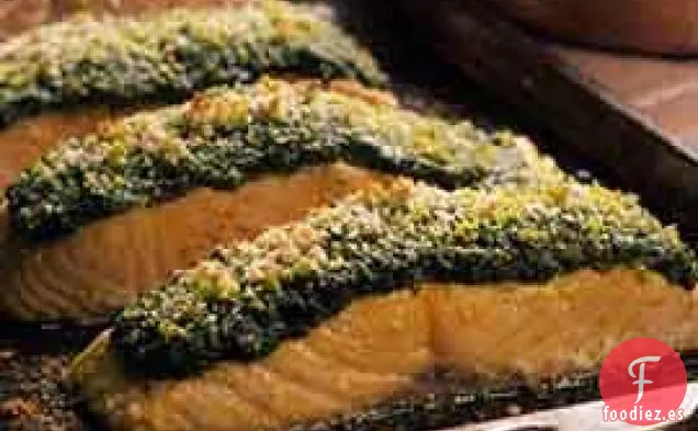 Salmón con costra de Pesto