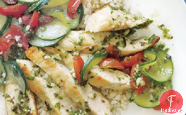 Pollo al Pesto de Frijoles Negros y almendras