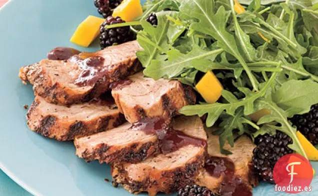 Lomo De Cerdo A La Parrilla Picante Con Salsa De Mora