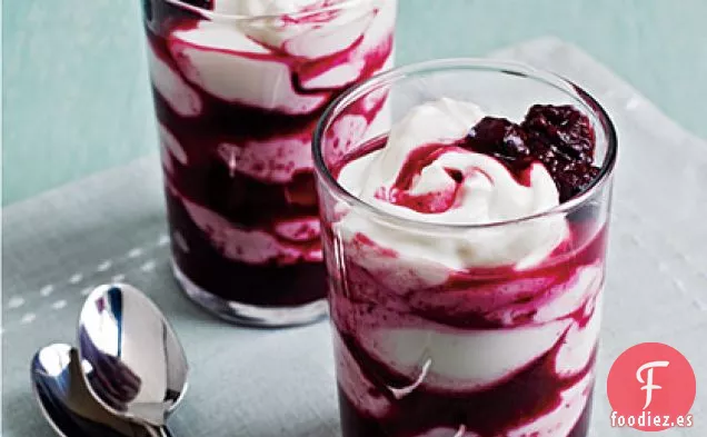Yogur Griego con Salsa Caliente de Arándanos Negros y Arándanos