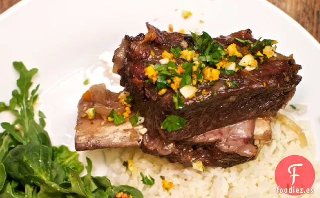 Costillas Flambeadas Con Gremolata De Naranja Sanguina