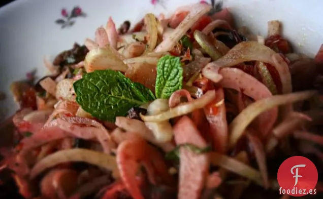 Ensalada Argelina al Atardecer (naranjas sanguinas, Hinojo y Aceitunas Negras)