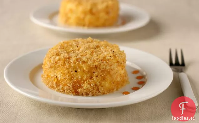 Tarta De Queso De Cabra Envuelta En Avellana Quebradiza Con Naranja Sanguina C