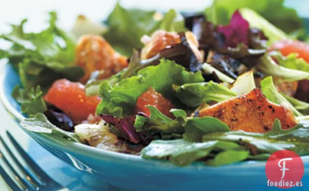 Ensalada de Salmón y Pomelo a la Parrilla con Vinagreta de Naranja Sanguina