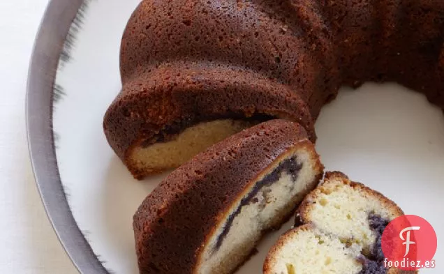 Pastel de Café con Crema Agria de Arándanos