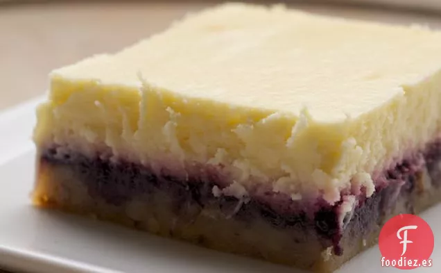 Barras de Tarta de Queso con Arándanos y Limón
