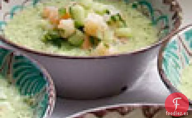 Gazpacho de Pepino con Camarones y Melón