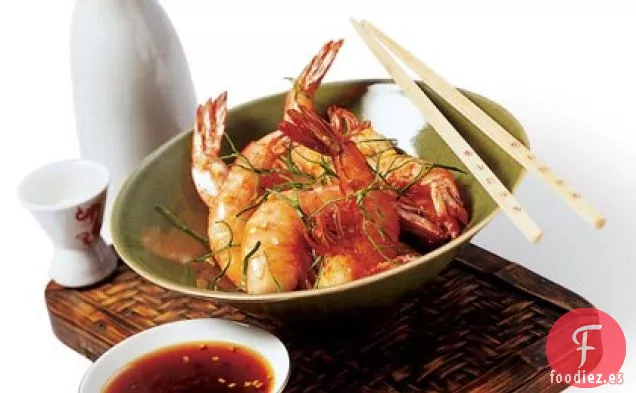 Camarones Salados Crujientes con Salsa de Jengibre