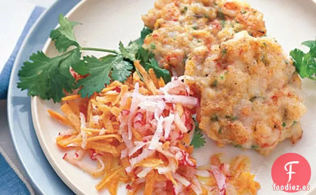 Pasteles de Camarones con Ensalada de Zanahoria