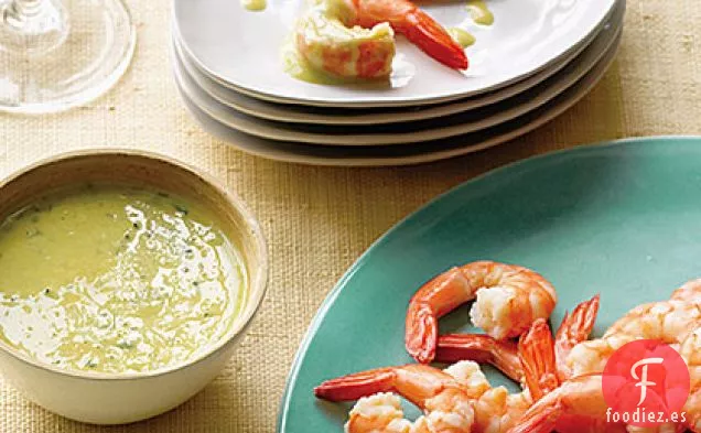 Camarones Escalfados con Salsa de Jengibre y Limón Meyer
