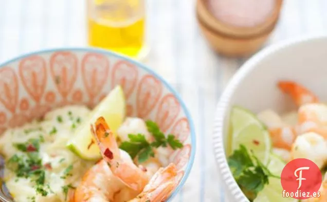 Camarones Con Raíz De Perejil Y Puré De Patata