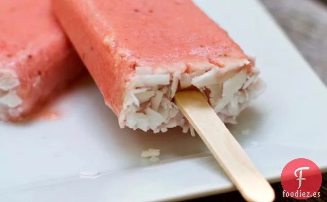 Paletas de Fresa, Melocotón y Coco