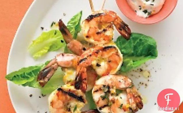 Camarones a la parrilla de naranja y tomillo