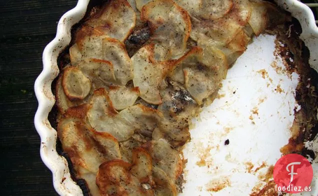 Hornear Patatas, Cebolla Caramelizada Y Anchoas