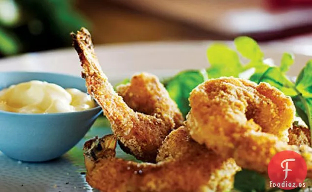 Camarones Crujientes con Rúcula y Mayonesa de Limón