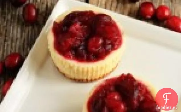 Pasteles De Queso Individuales Con Salsa De Naranja y arándanos