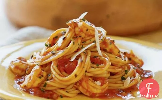 Camarones al estilo italiano con Espaguetis