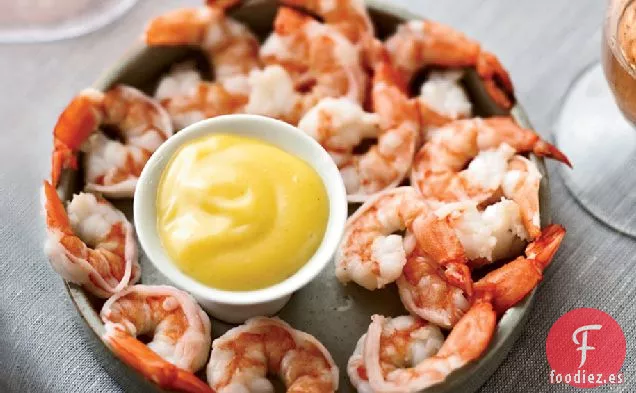 Camarones Hervidos con Mayonesa Picante