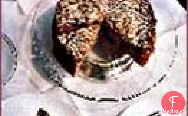 Pastel de Arándanos y Almendras con Coulis de Frambuesa