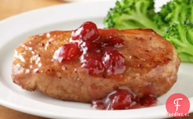 Chuletas de Cerdo glaseadas con Arándanos