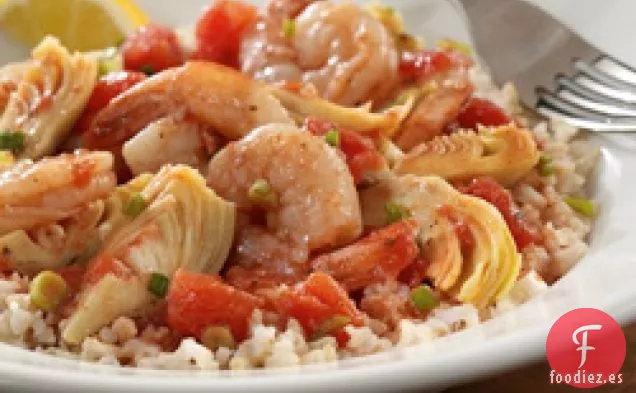 Camarones Con Alcachofas Y Tomates