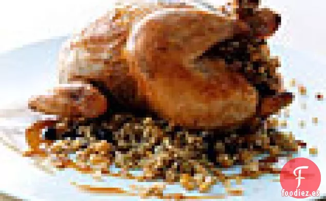 Poussins Asados con Relleno de Trigo Verde