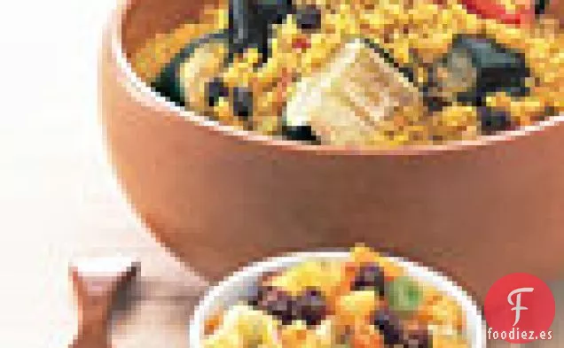 Cuscús al Curry con Verduras Asadas, Chutney de Melocotón y Yogur de Cilantro