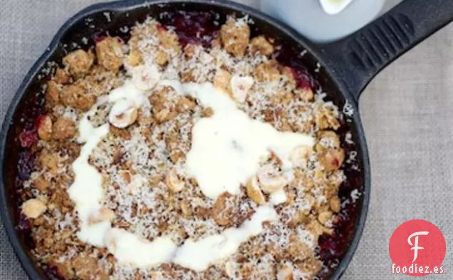 Crumble De Ciruela Silvestre Y Avellana, Crema de Vainilla