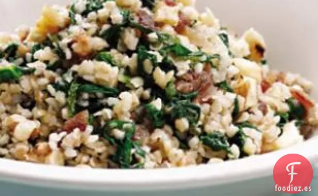 Hojas de mostaza y Bulgur