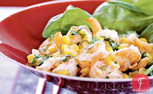 Camarones Chisporroteantes con Salsa de Maíz