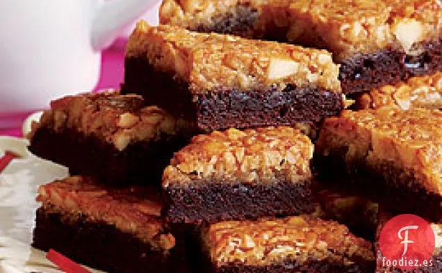 Barras de Brownie de Macadamia de Dos pisos