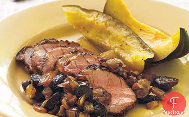 Solomillo de Cerdo con Salsa Balsámica de Cebolla y Higos