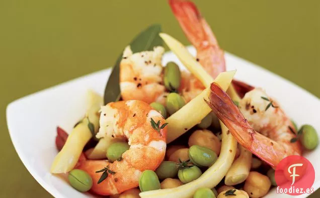 Hervir Camarones con Ensalada de Tres Frijoles