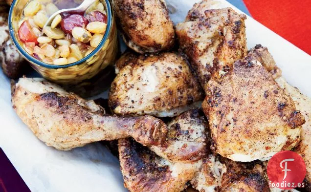 Pollo Asado en Salmuera con Pasas y Piñones Agrodolce