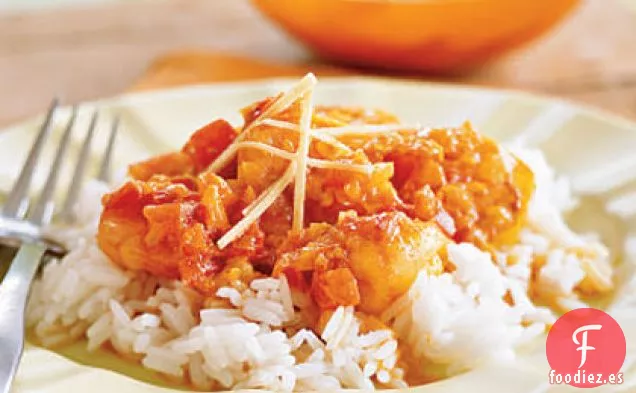 Camarones con Chalotes y Hojas de Curry (Chochin Jhinga)