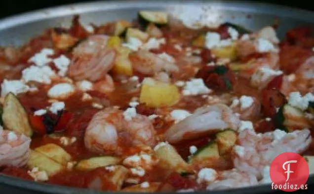 Camarones Asados Al Fuego Con Queso Feta