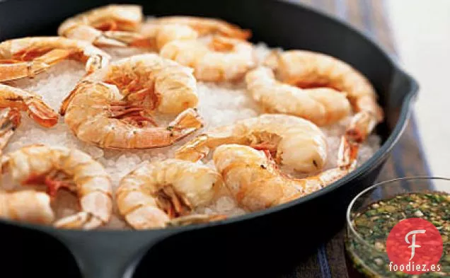 Camarones Asados con Sal con Salsa de Limón y Miel